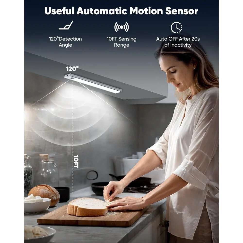 Under Cabinet Lighting, 5 Pack 10 Inch Rechargeable Motion Sensor Night Lights